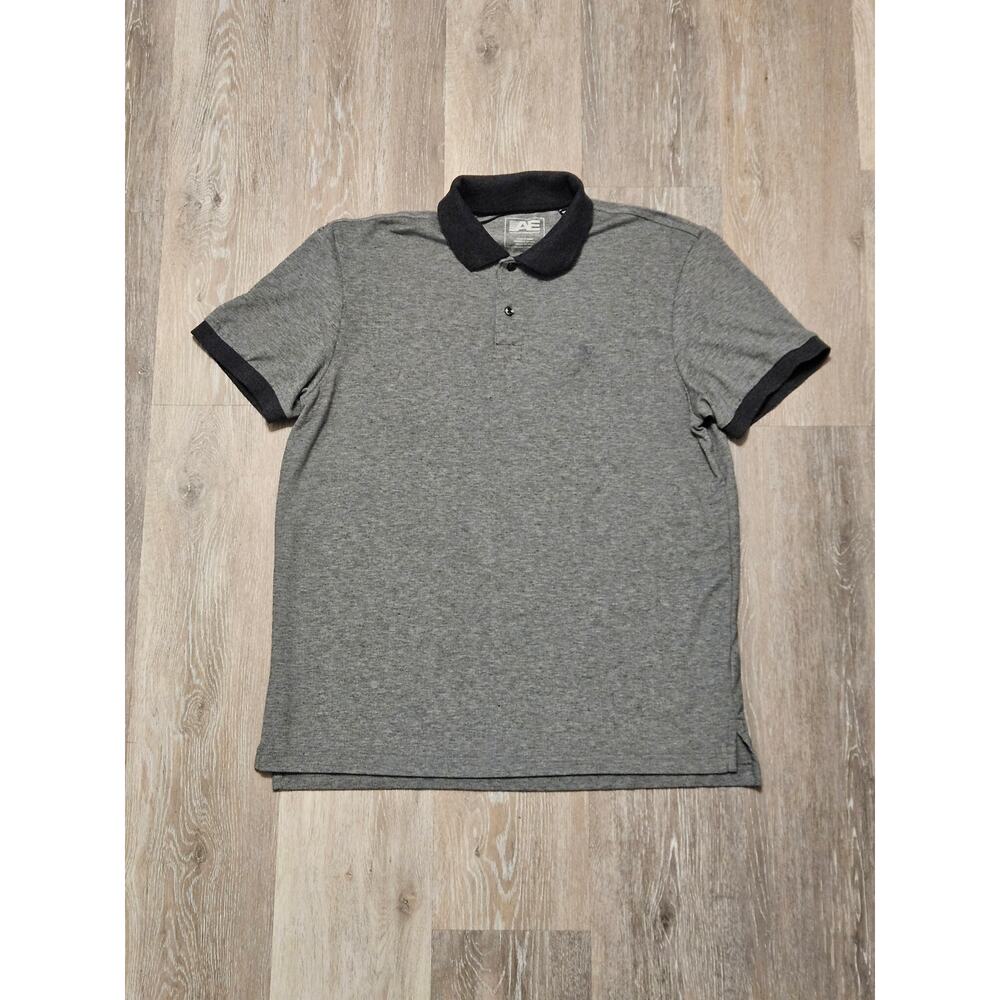 American Eagle Men’s Polo Shirt – Large – Gray with Black Trim – Great Condition